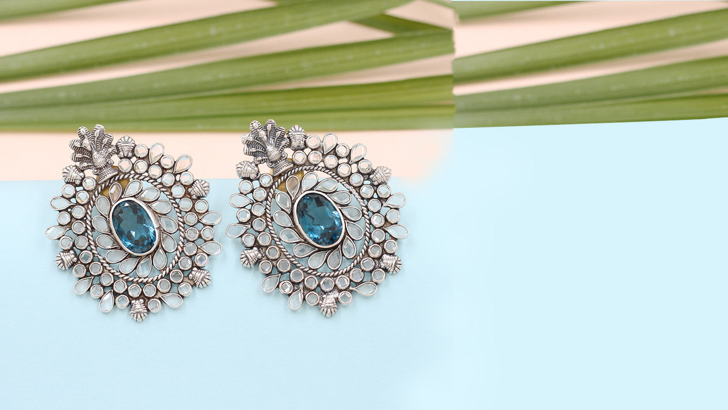 Luxury Silver Handmade Earrings with Hydro Gem Accents