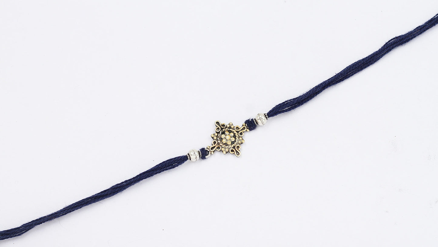 Personalized Silver Rakhi with Engraved Initials