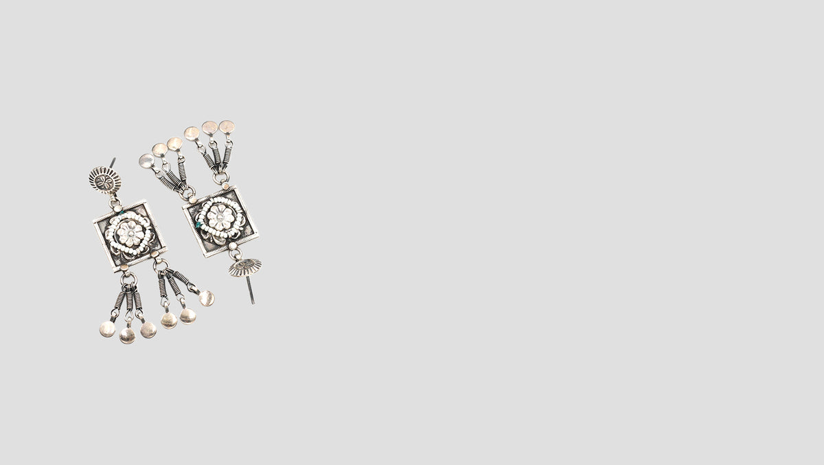 Ethereal Grace: Sangeeta Boochra Silver Statement Earrings