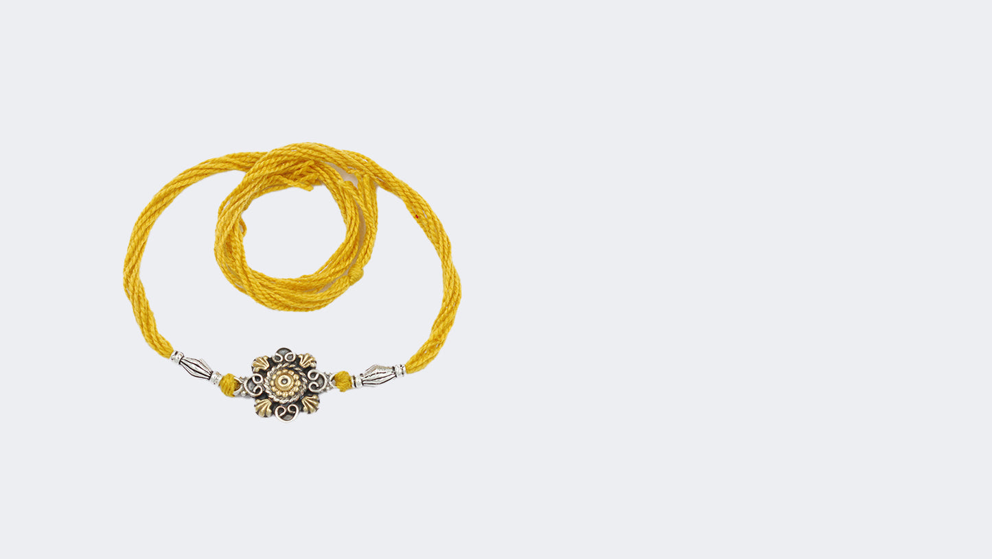 Contemporary Silver Rakhi with Geometric Pattern