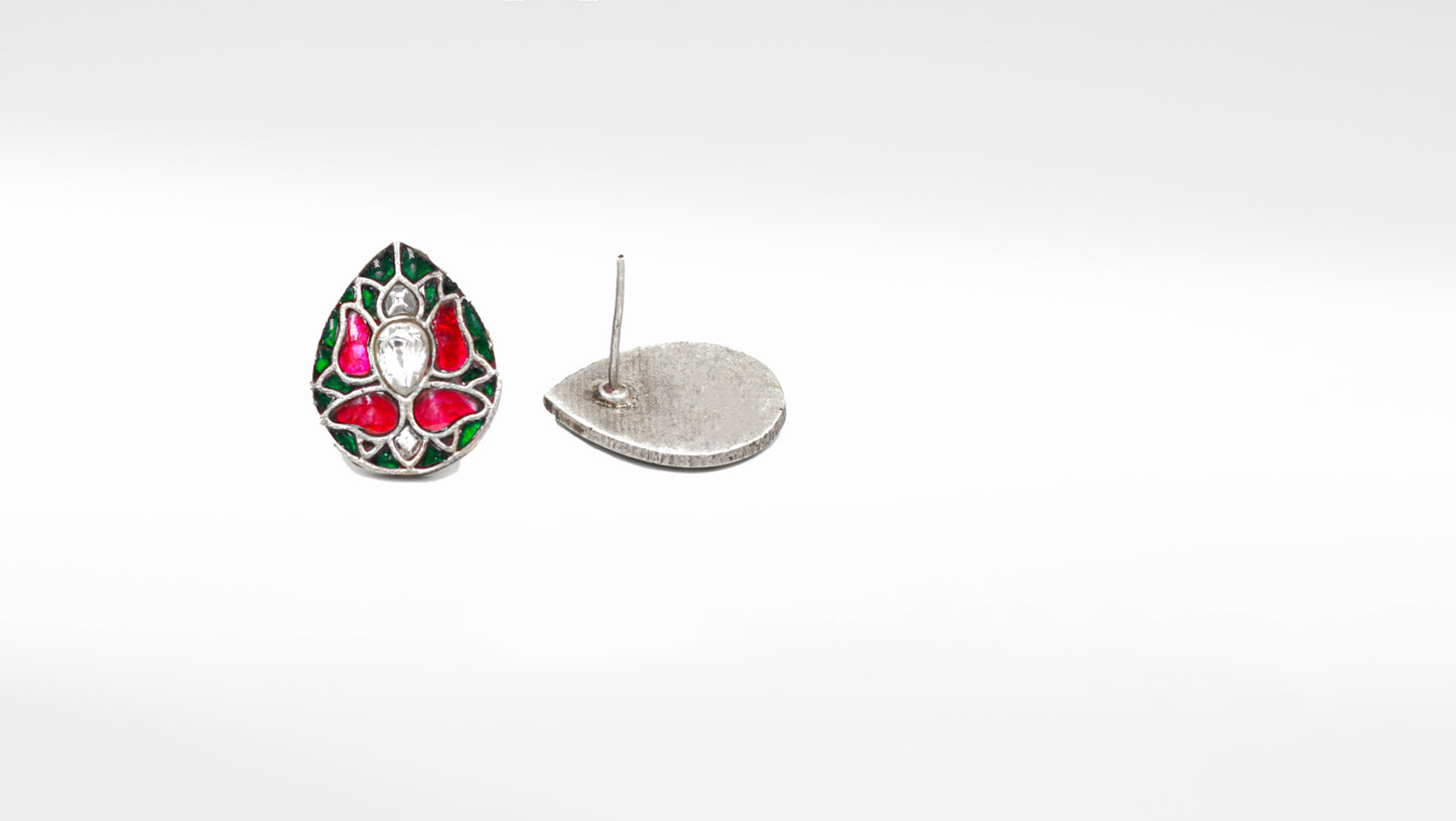 Silver Evelyn Kundan Studded Earring