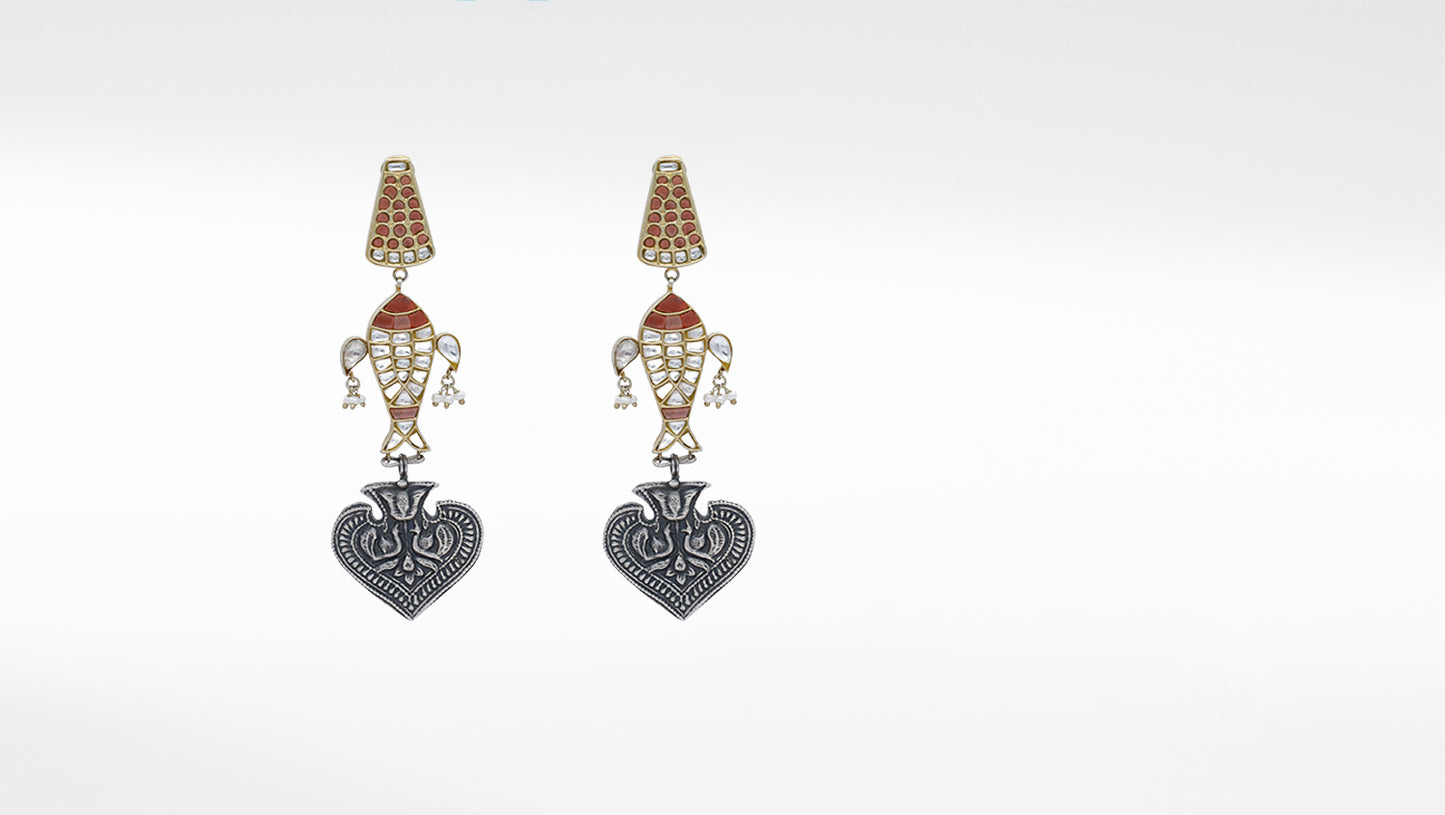 Spades Design Silver Earrings