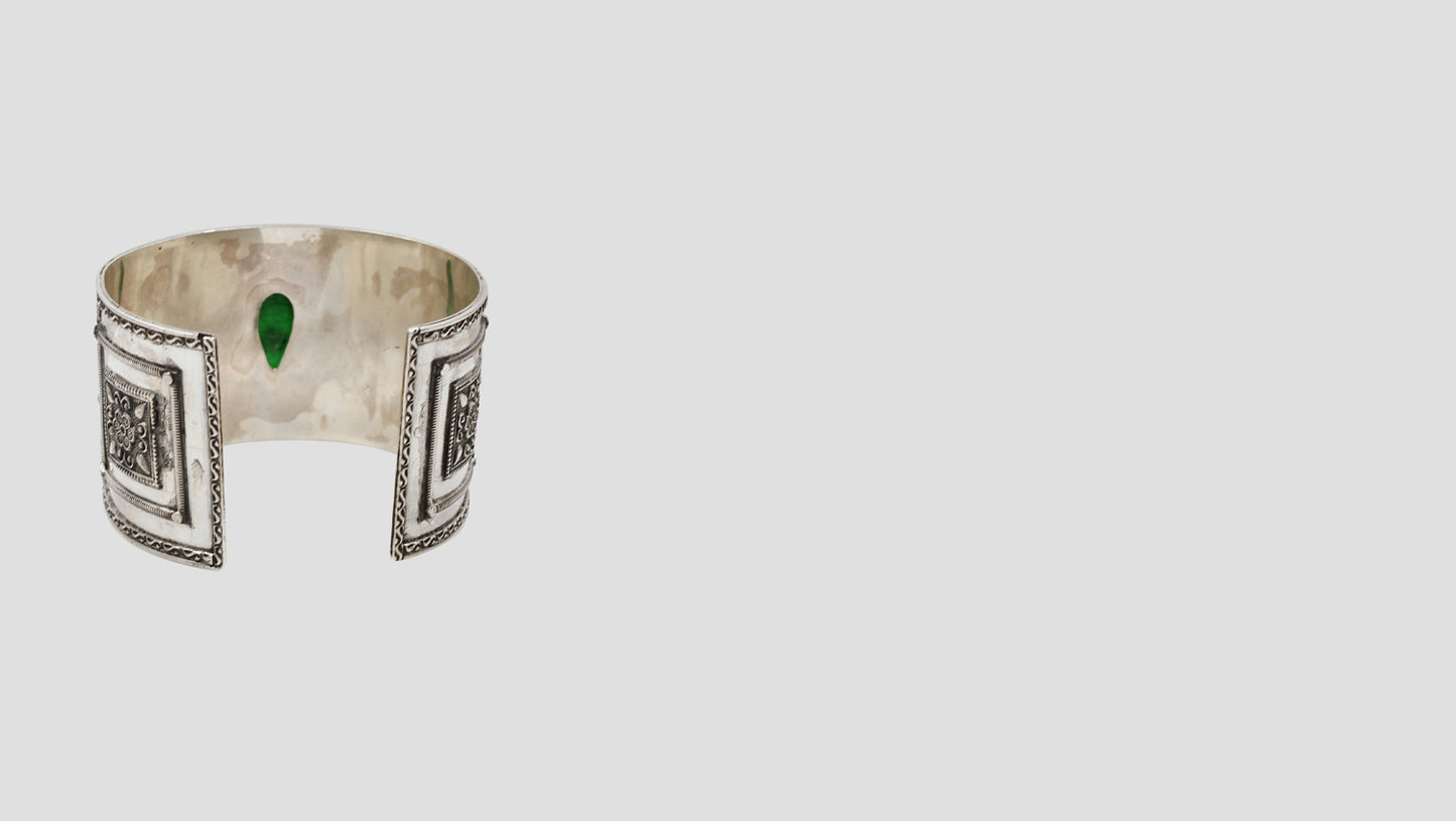 Mystic Enchantment: Handcrafted 925 Silver Cuff Bangle