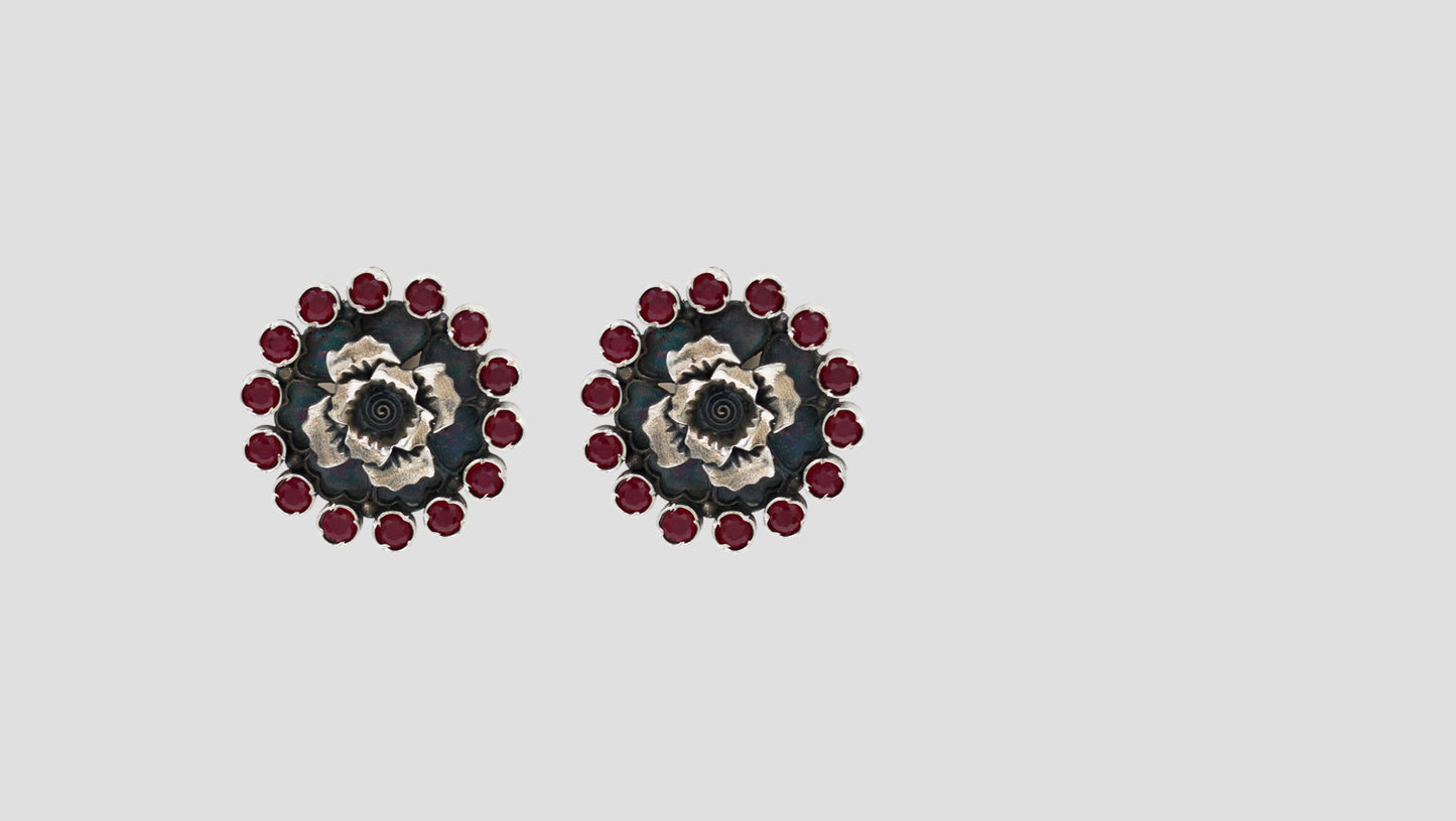 Floral Bloom Silver Studs by Sangeeta Boochra
