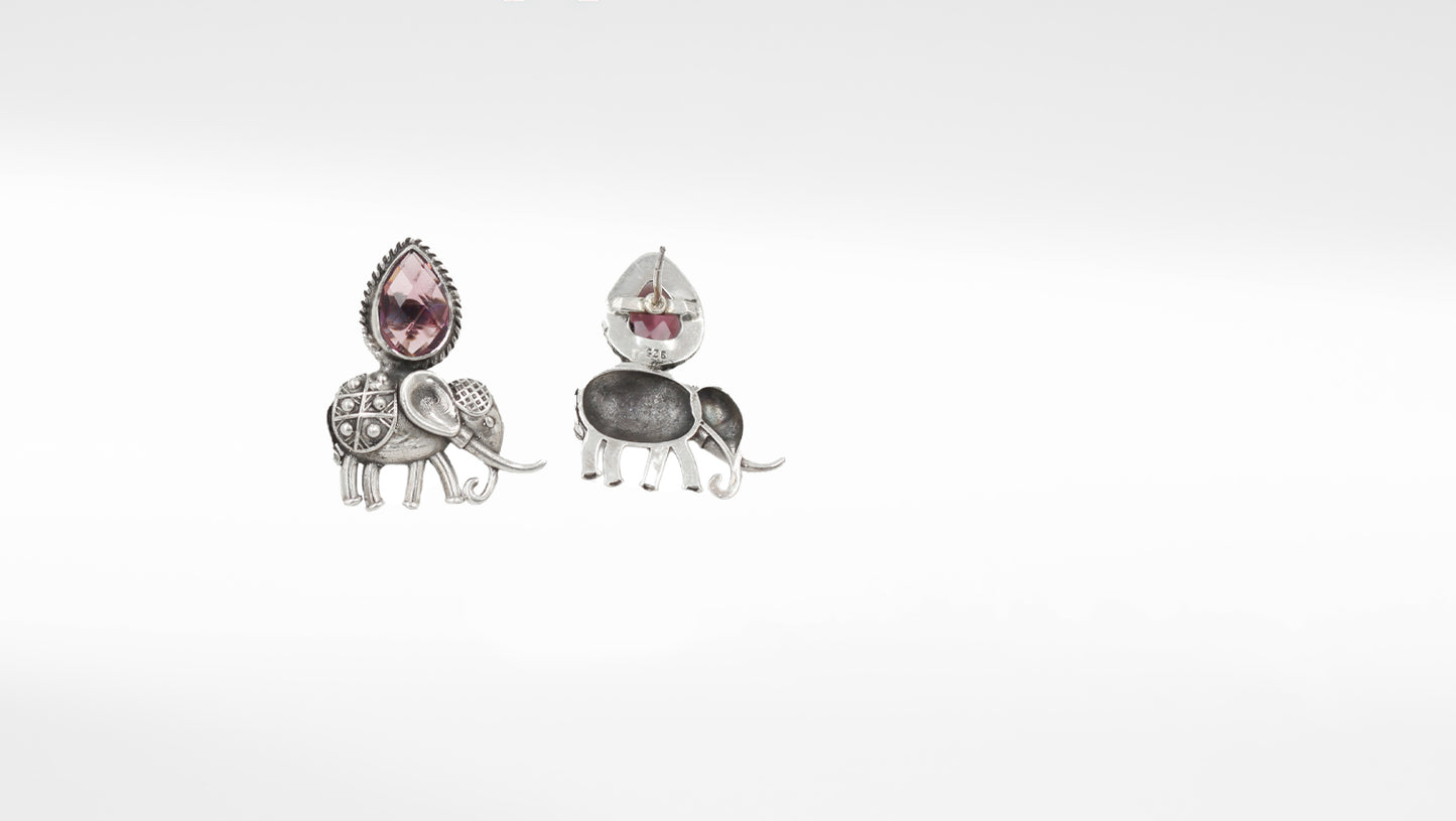 Silver Handmade Citrine Studded Mastodon Earring