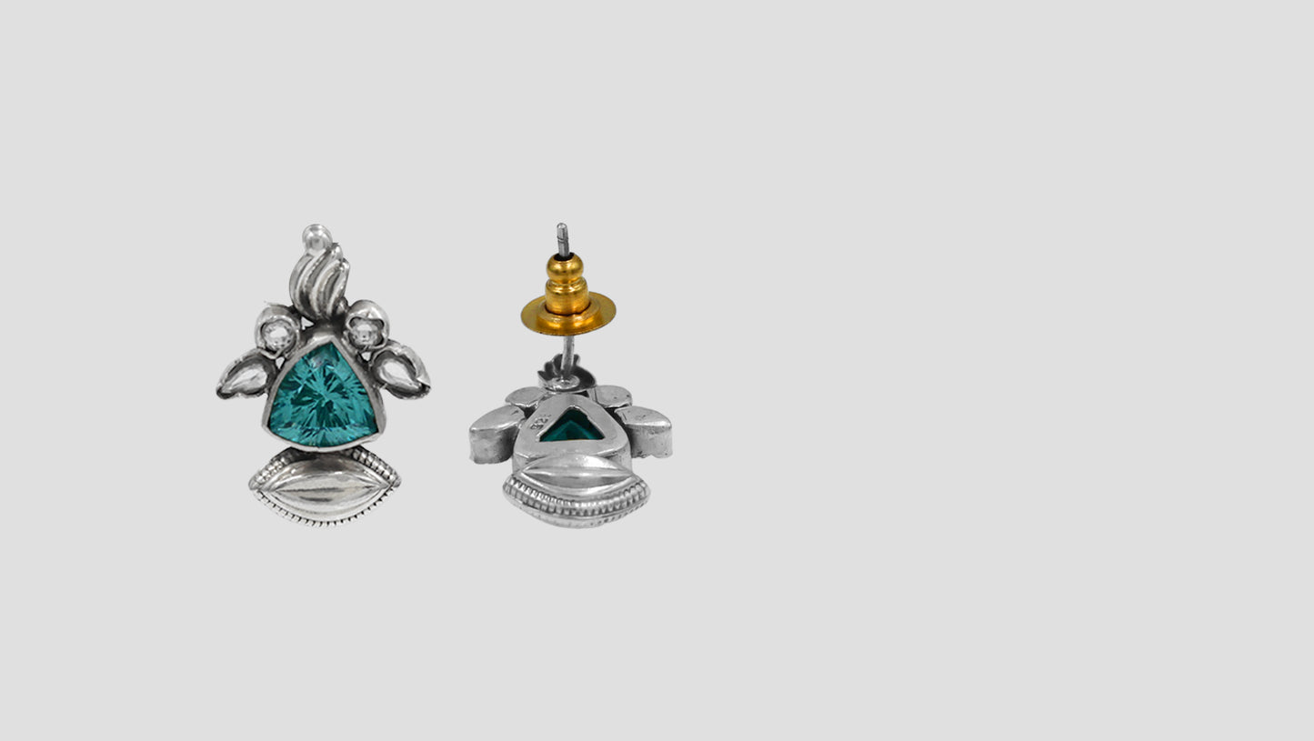Aqua Bloom Silver Earrings by Sangeeta Boochra