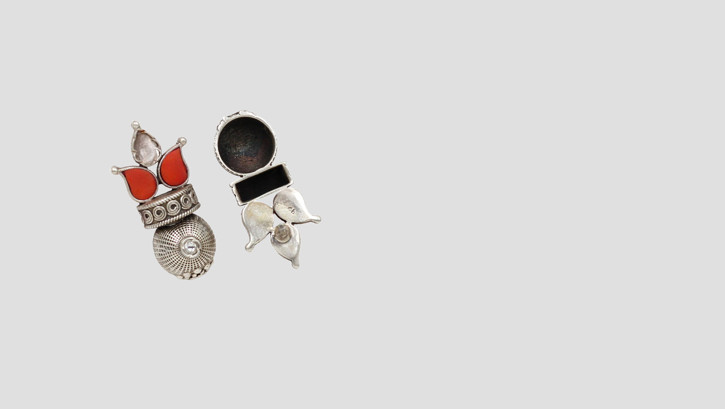 Artisan Elegance: Designer Silver Stud Earrings by Sangeeta Boochra