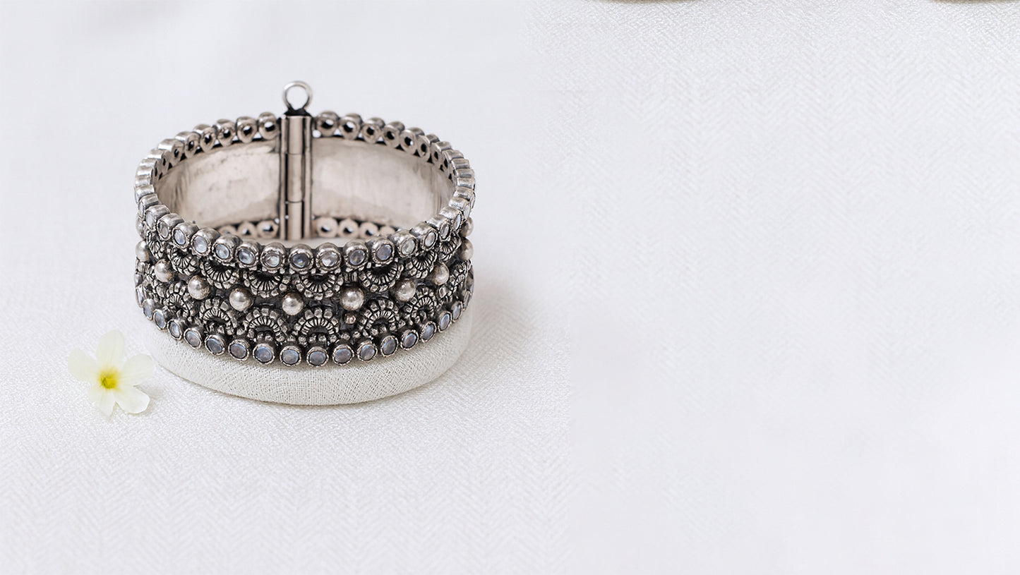 Antique Silver Bangle | Handcrafted by Sangeeta Boochra