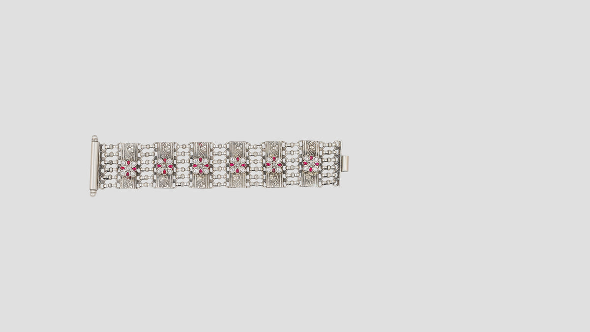 Sangeeta Boochra Heirloom Floral Silver Bracelet