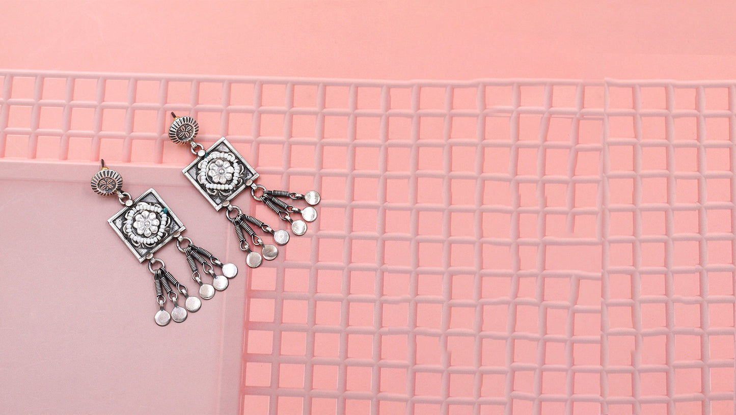 Ethereal Grace: Sangeeta Boochra Silver Statement Earrings