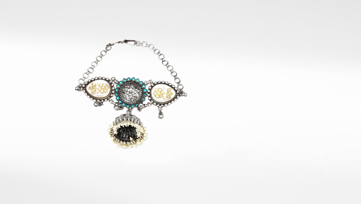 Silver Lia Choker With Hanging Jhumki