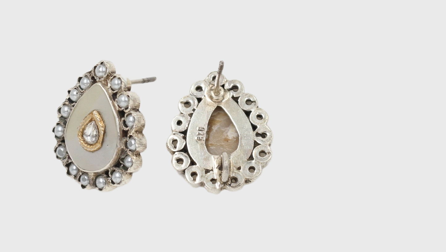 Classic Radiance: Silver Handmade Stud Earrings