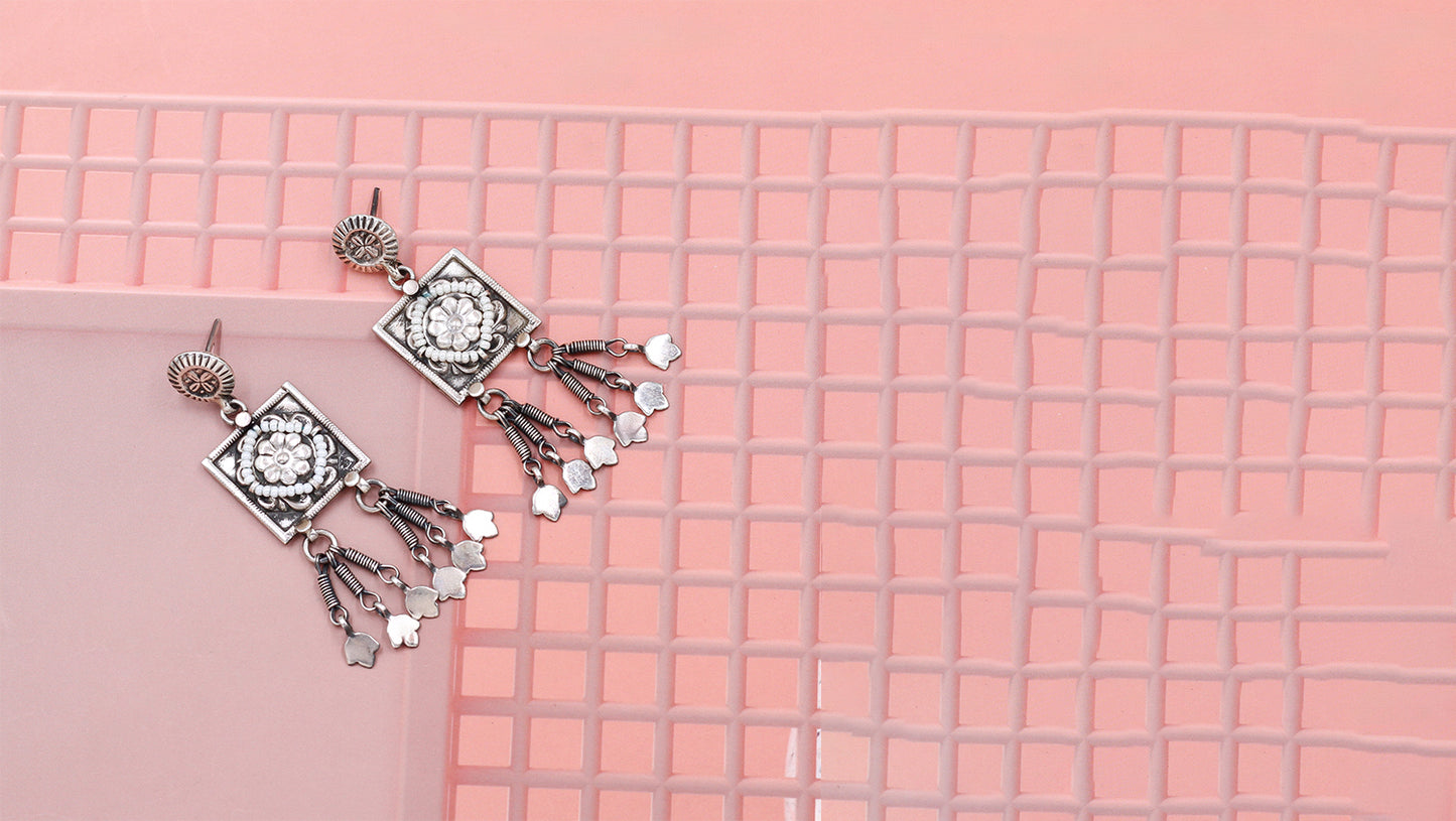 Bohemian Charm: Sangeeta Boochra Statement Silver Earrings