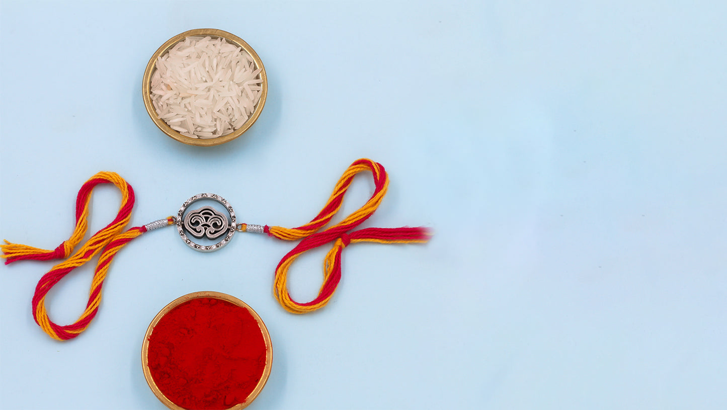 Modern Elegance Rakhi in Silver