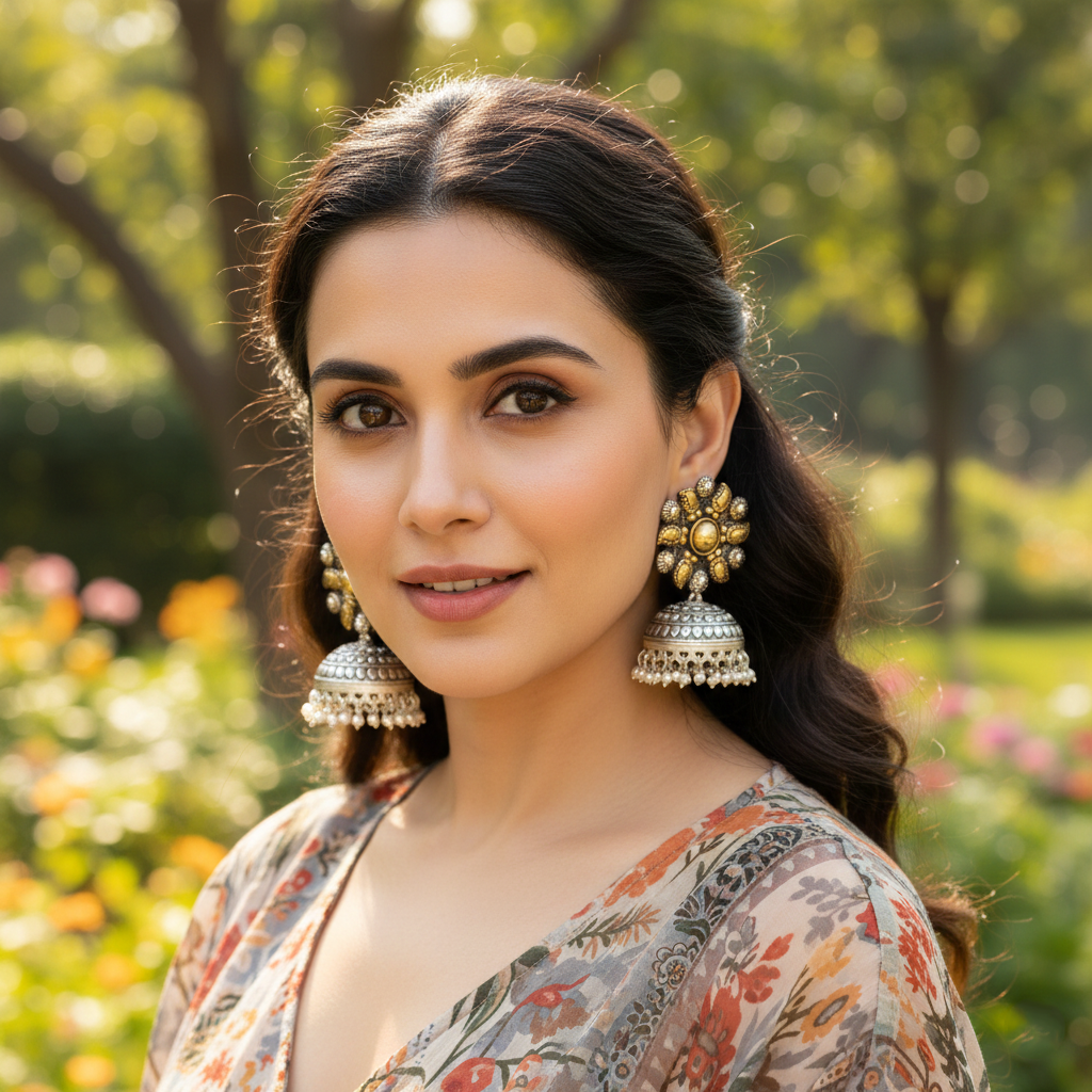 Sangeeta Boochra Handcrafted Silver Statement Earrings