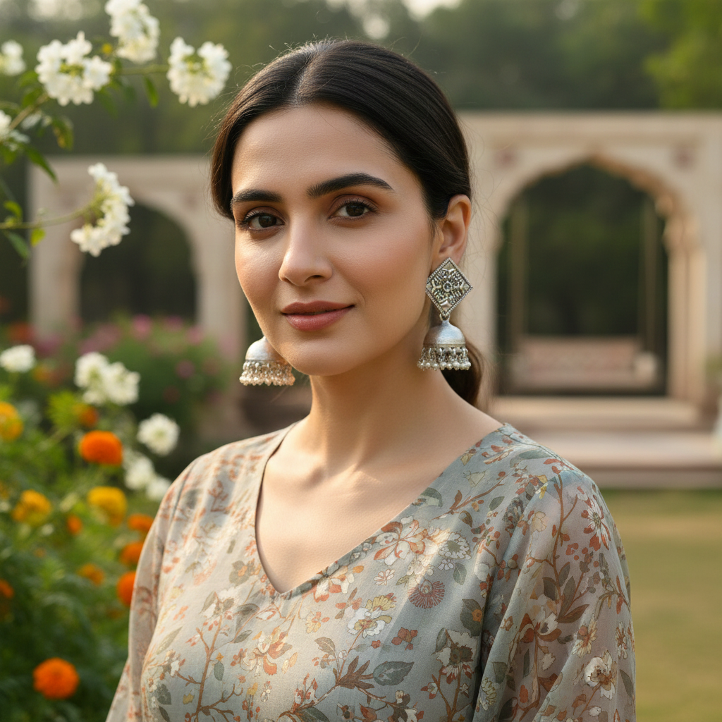 Sangeeta Boochra Handcrafted Oxidised Silver Drop Jhumkas
