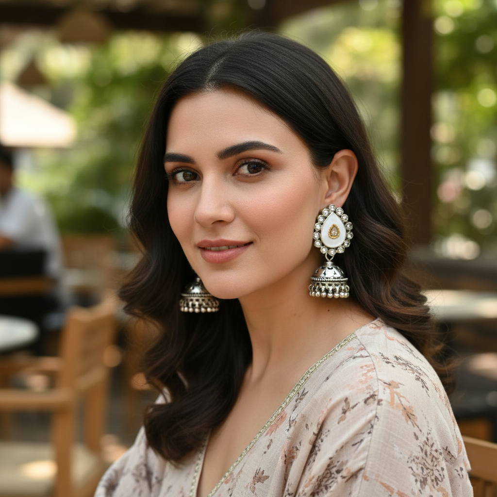 Sangeeta Boochra Heritage Teardrop Silver Jhumka Drops