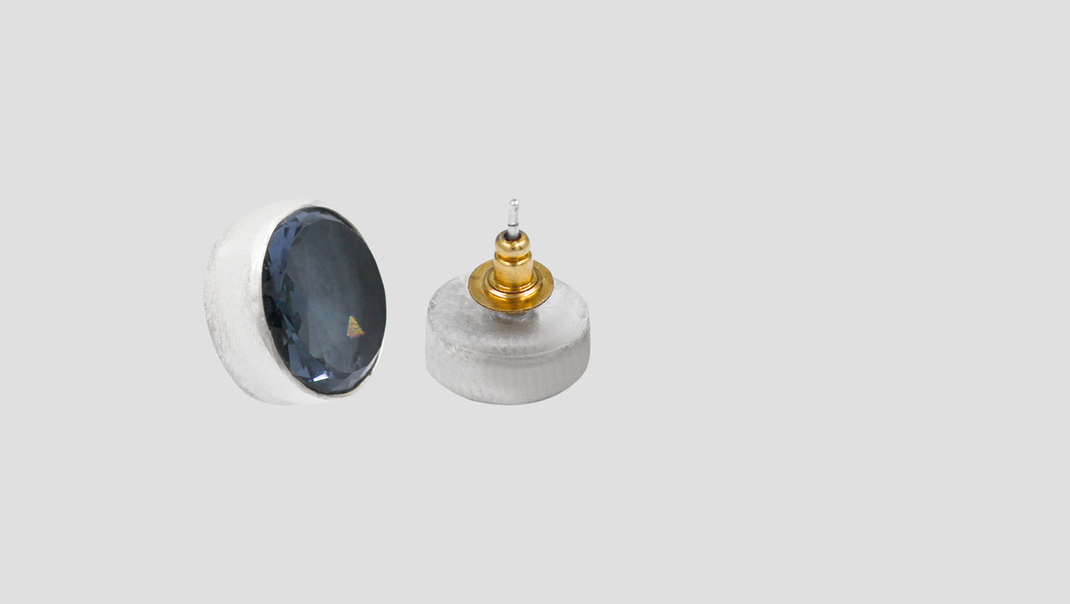 Sangeeta Boochra Minimal Silver Round Blue Studs