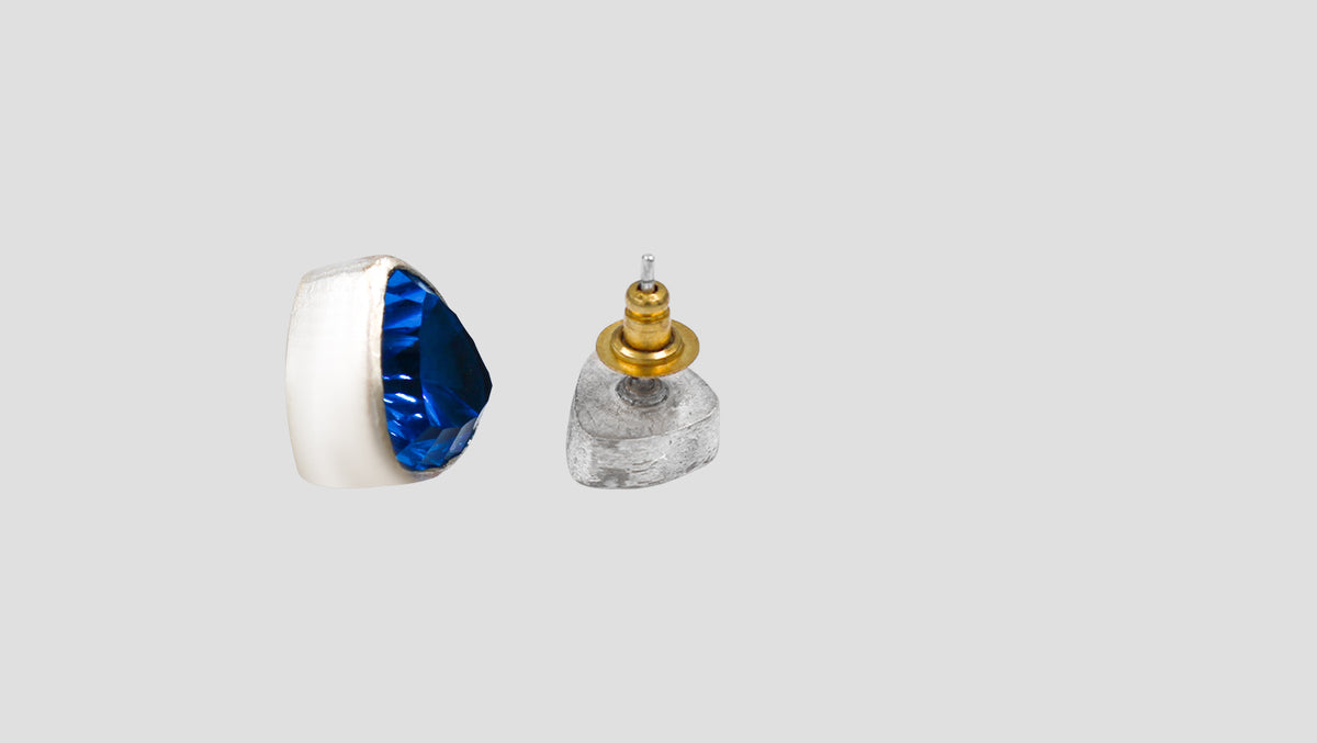 Sangeeta Boochra Sterling Silver Blue Trillion Stud