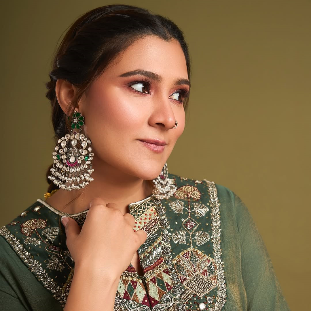Aastha Gill in Sangeeta Boochra Handmade Silver Earrings