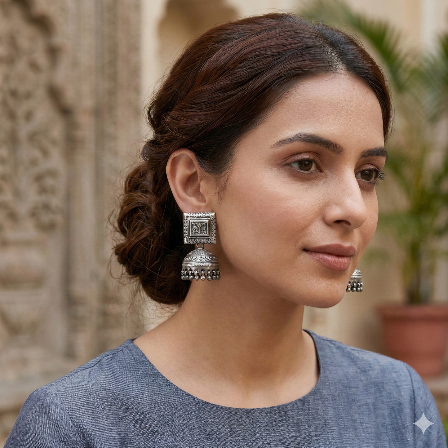 Sangeeta Boochra Handcrafted Oxidised Silver Classic Jhumka Earrings
