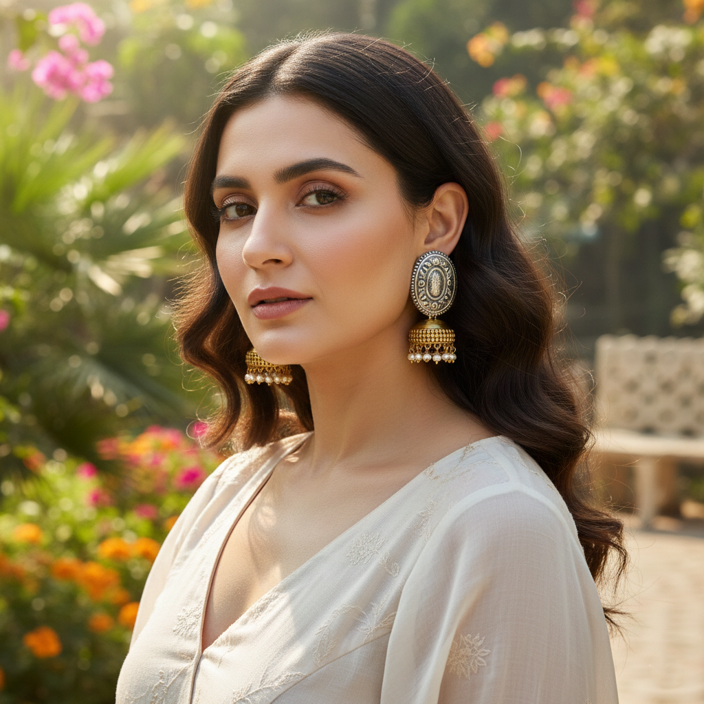 Classic Heritage Silver Jhumki Earrings – Sangeeta Boochra