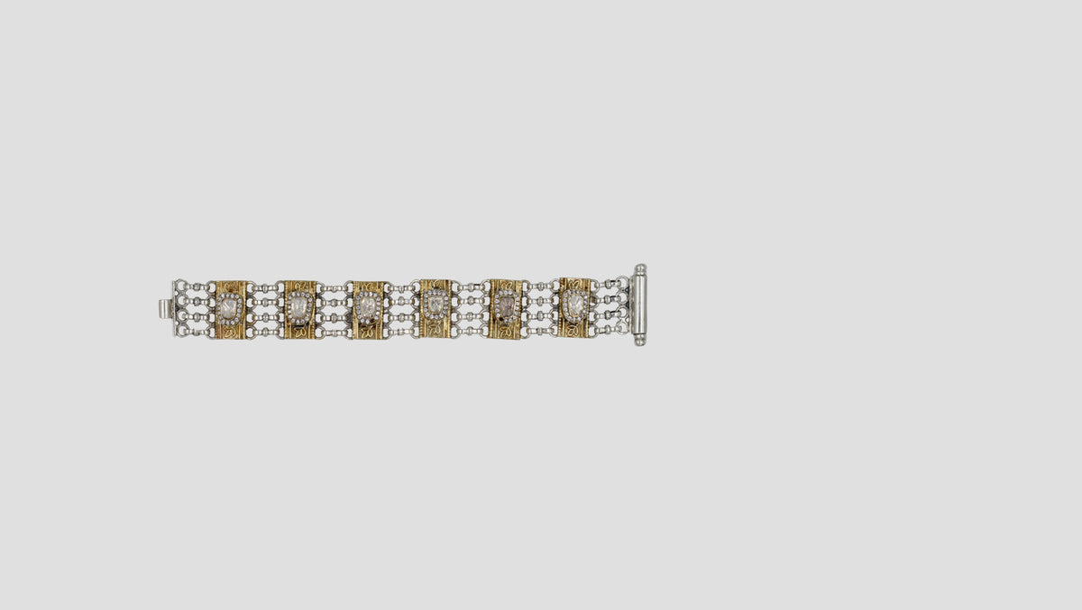 Sangeeta Boochra Handcrafted Dual-Tone Silver Bracelet