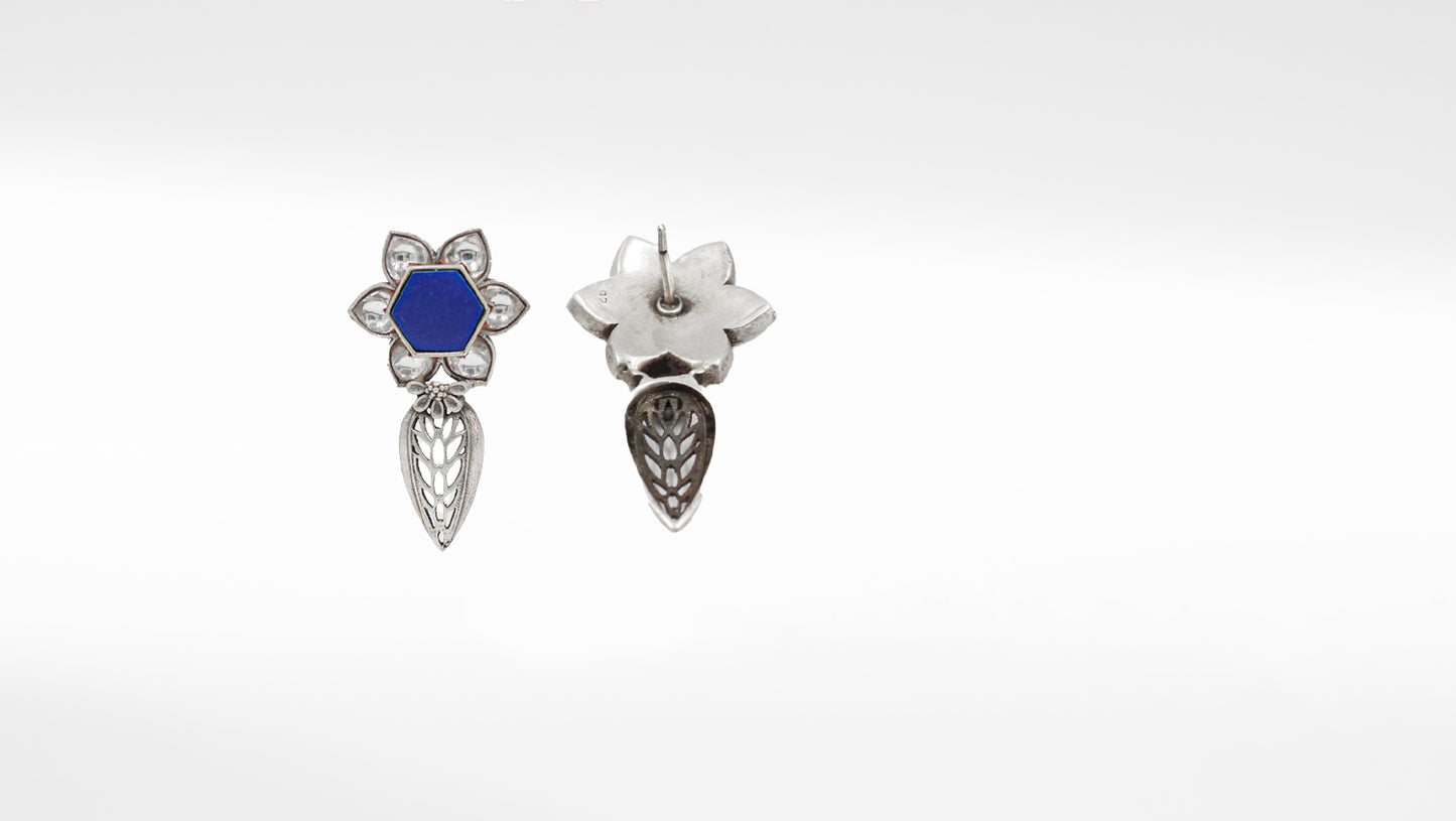 Silver Aurelia Earrings with Kundan Setting and 24K Gold Plating