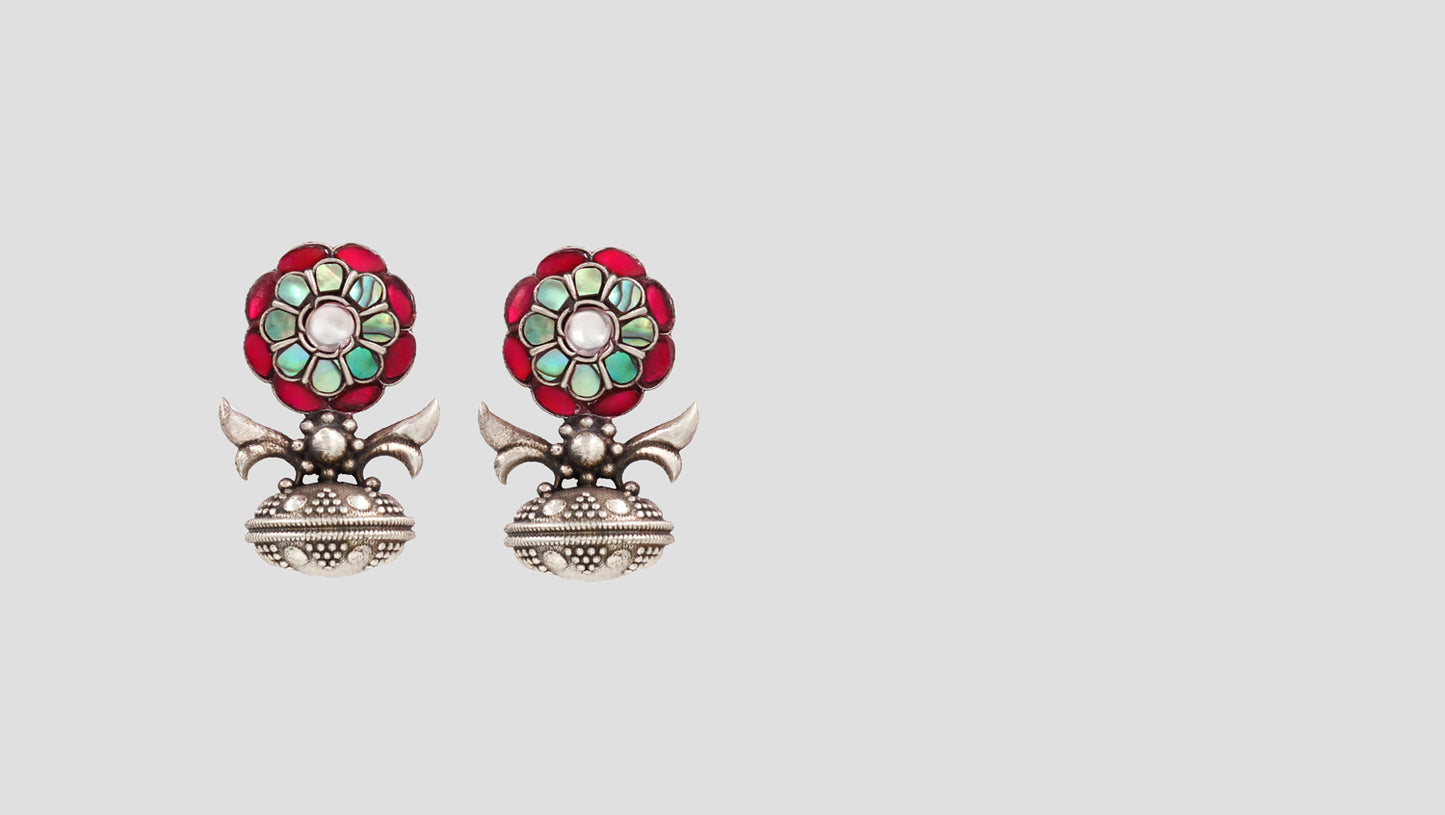 "Luminous Polish: Sangeeta Boochra Silver Handcrafted Studs "