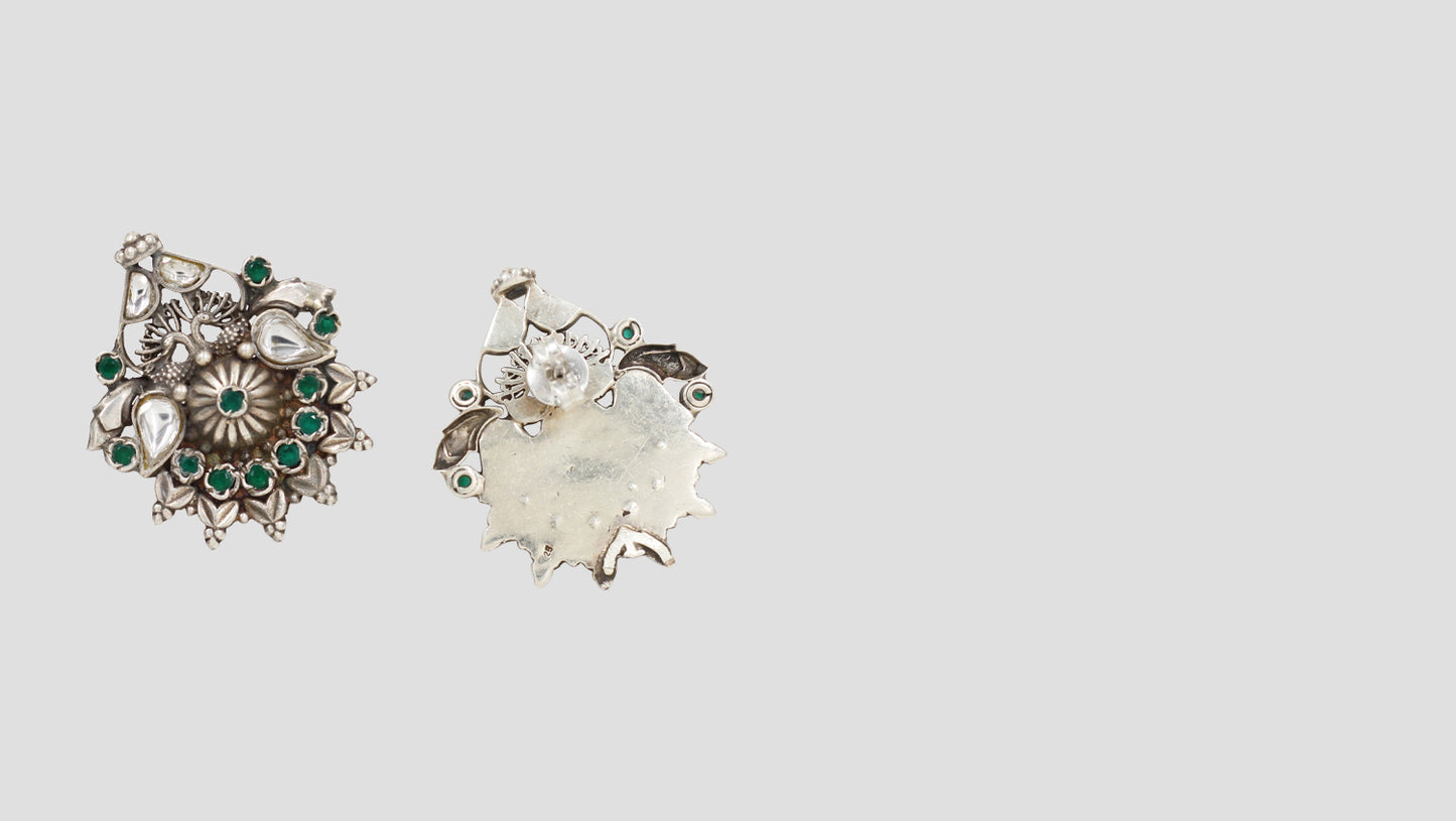 Heritage Green: Sangeeta Boochra Silver Earrings