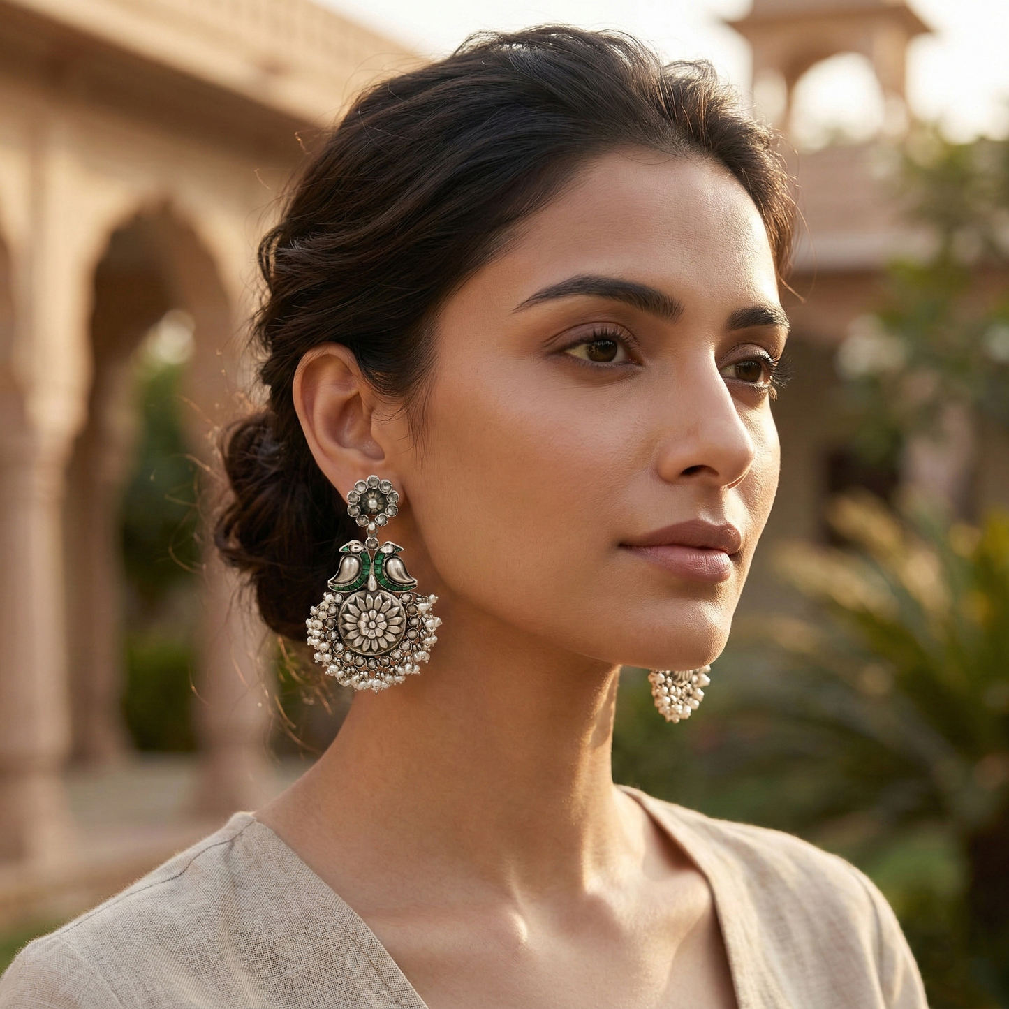 Sangeeta Boochra Handcrafted Bird Motif Oxidised Silver Earrings