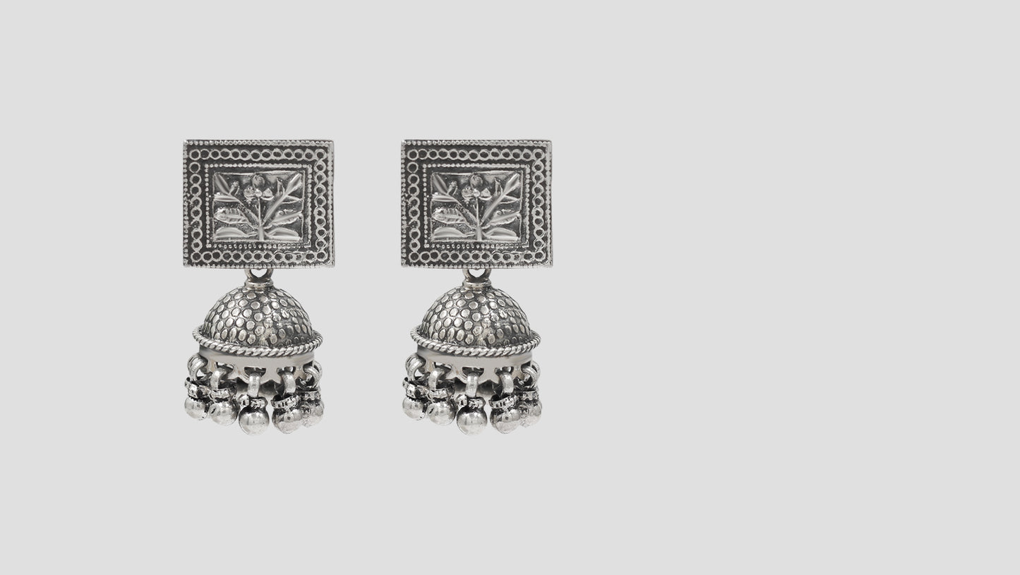 Sangeeta Boochra Handcrafted Oxidised Silver Heritage Danglers