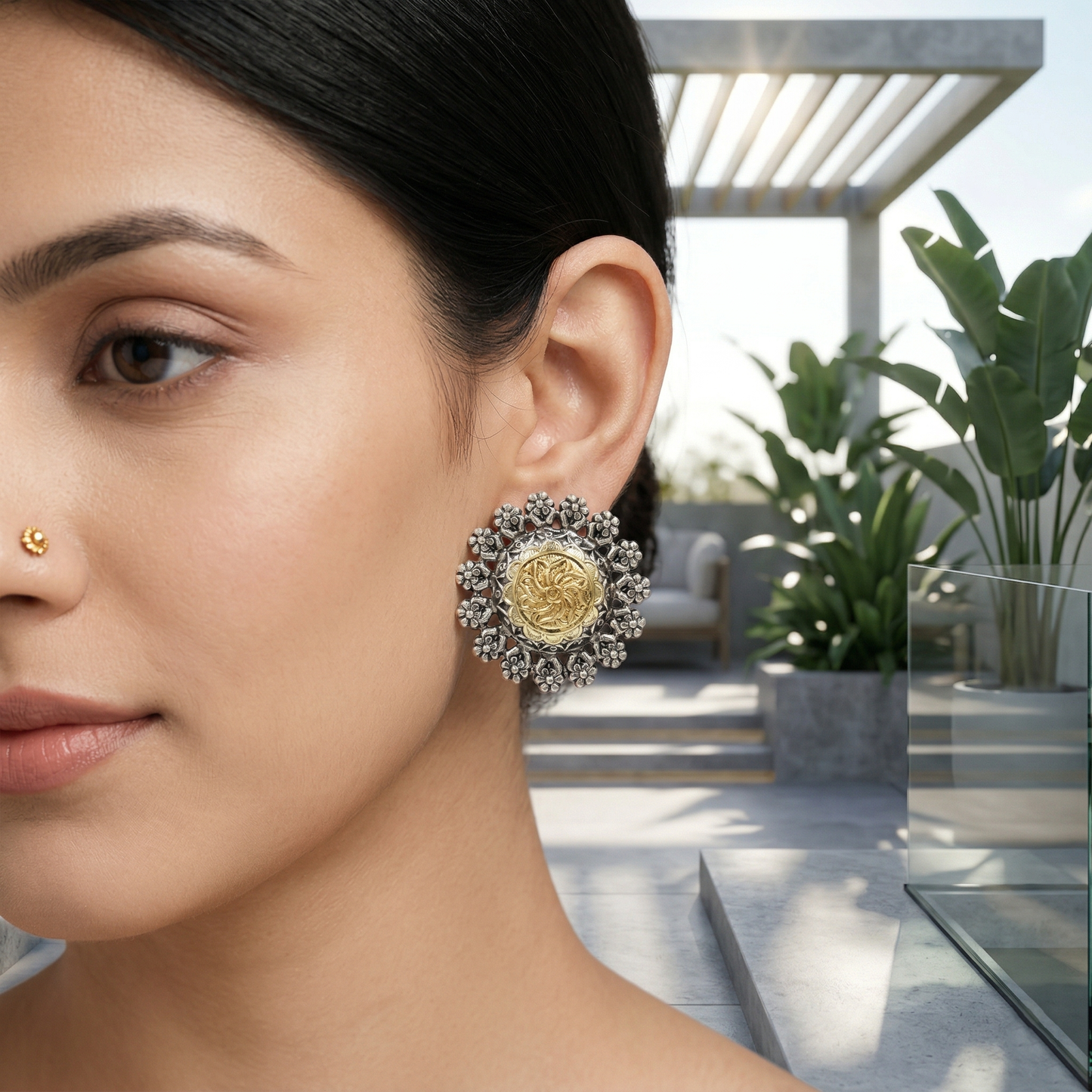 Sangeeta Boochra Handcrafted Dual Plated Silver Studs