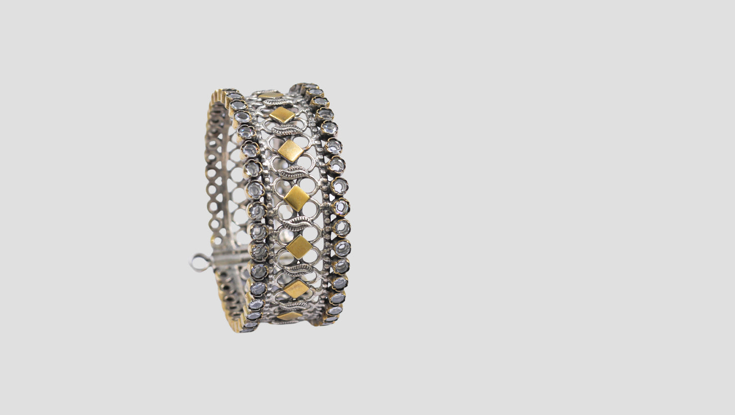 Sangeeta Boochra Silver Bangle | Dual-Tone Heritage Design