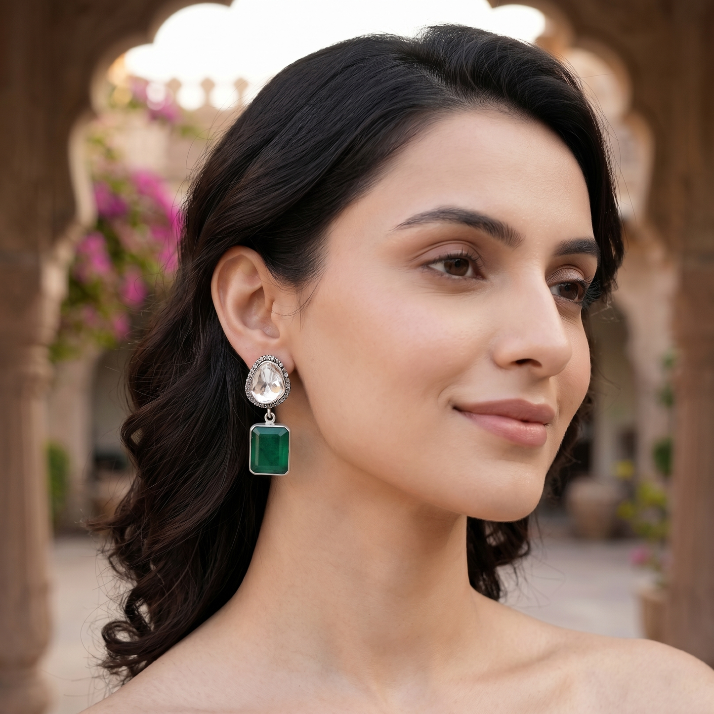 Artisan Silver Moissanite Earrings by Sangeeta Boochra