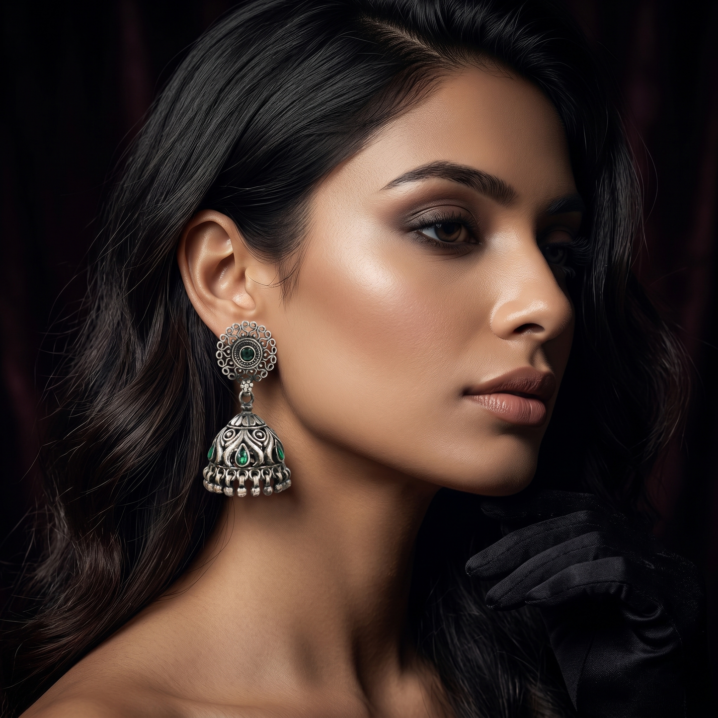 Sangeeta Boochra Tribal Inspired Oxidised Silver Jhumka Earrings