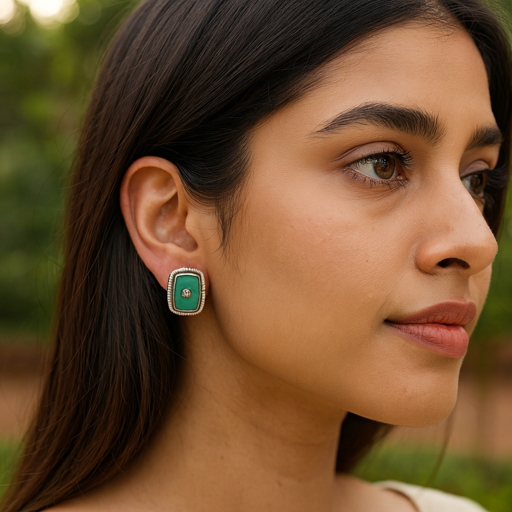 Sangeeta Boochra Heritage Pearl-Bordered Silver Studs