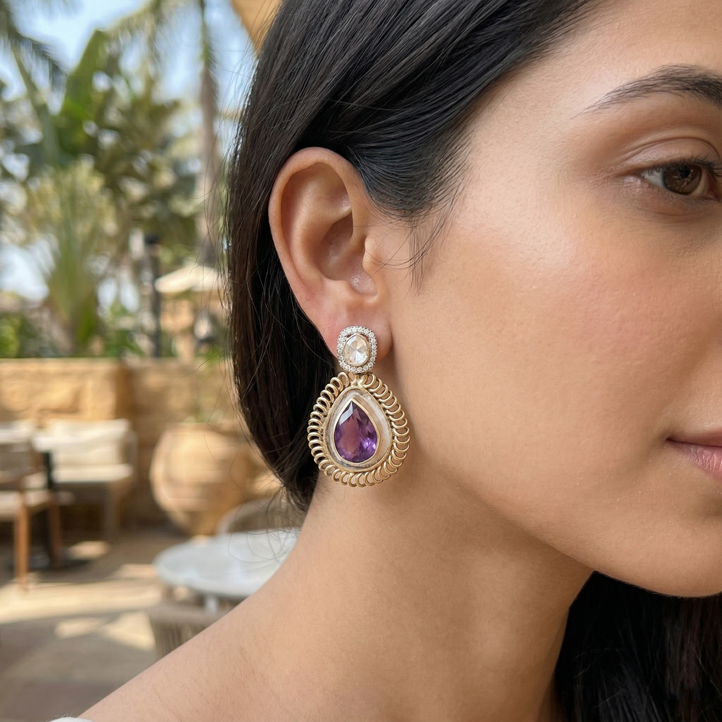 Sangeeta Boochra Handcrafted Silver & Moissanite Statement Earrings