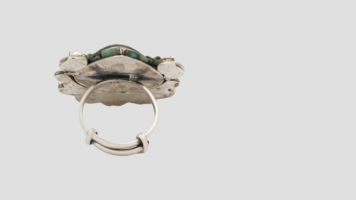 Sangeeta Boochra Handcrafted Silver Labradorite Statement Ring