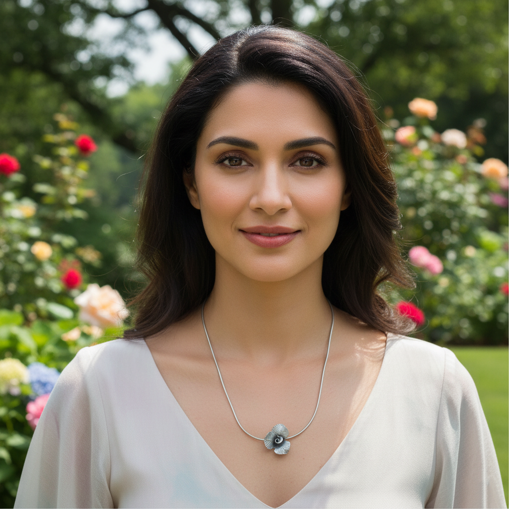 Sangeeta Boochra Artisan Silver Floral Charm Pendant