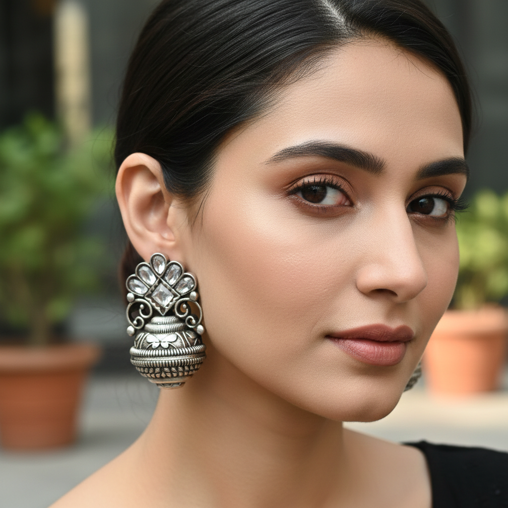 Sangeeta Boochra Heritage Kundan Floral Statement Earrings