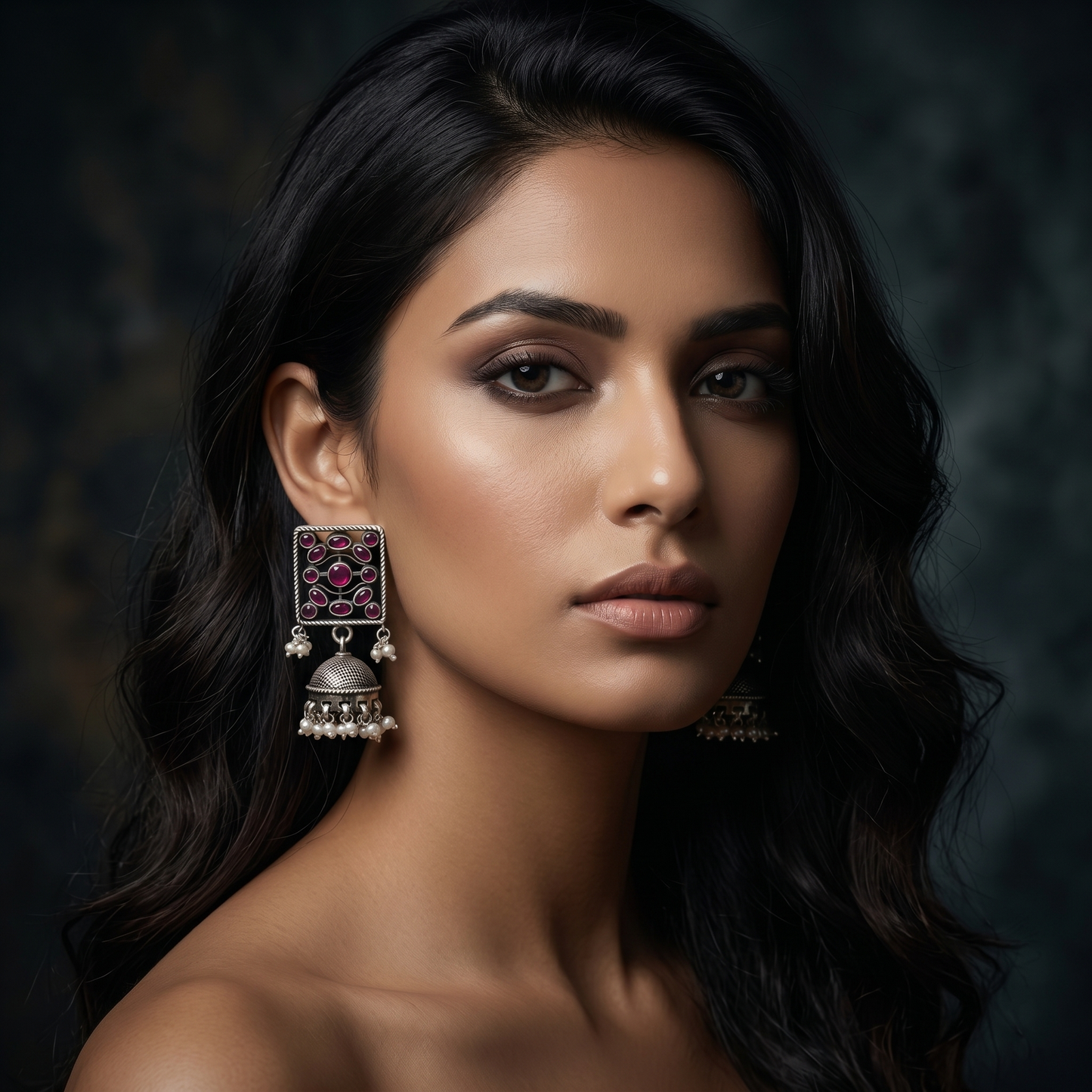Sangeeta Boochra Square Motif Pearl Jhumka Earrings
