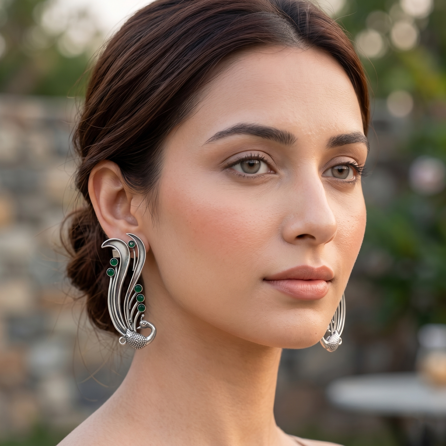 Sangeeta Boochra Peacock Motif Statement Earrings