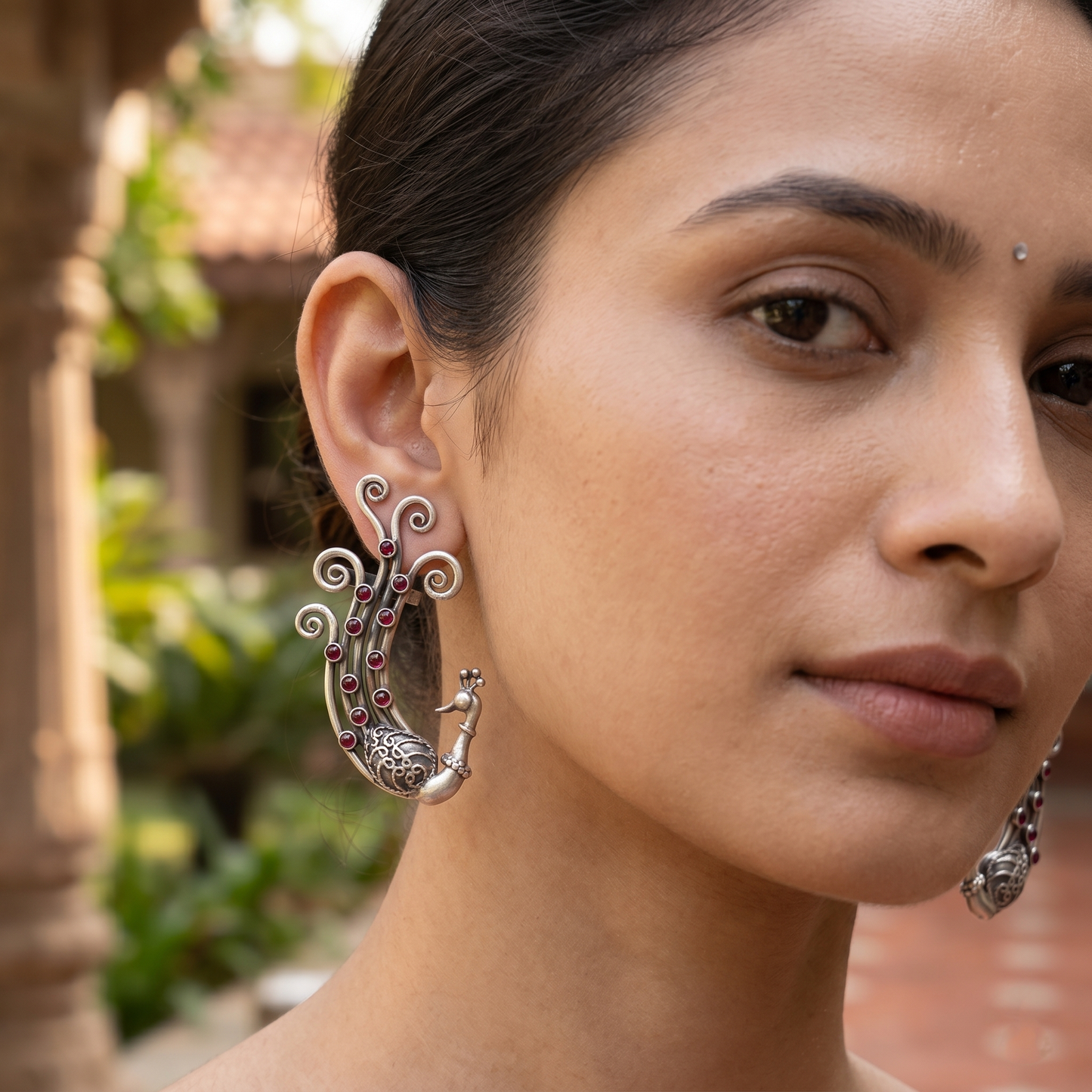 Handcrafted Peacock Design Silver Earrings by Sangeeta Boochra