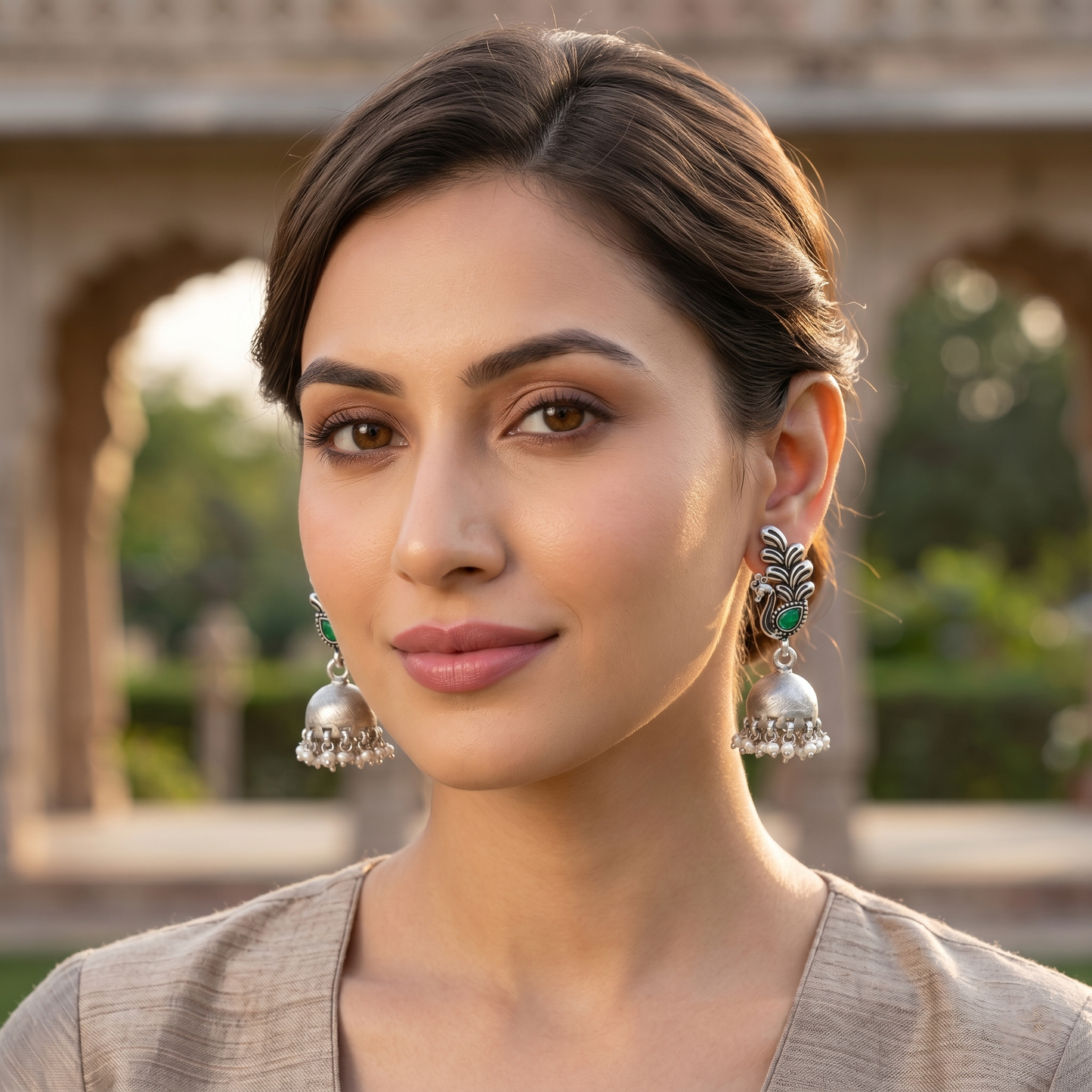 Sangeeta Boochra Peacock Charm Oxidised Silver Earrings