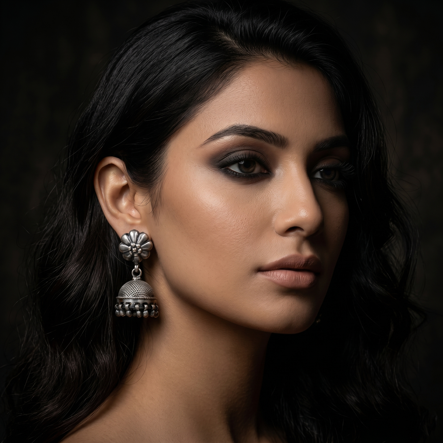 Sangeeta Boochra Vintage Bloom Silver Jhumka Earrings
