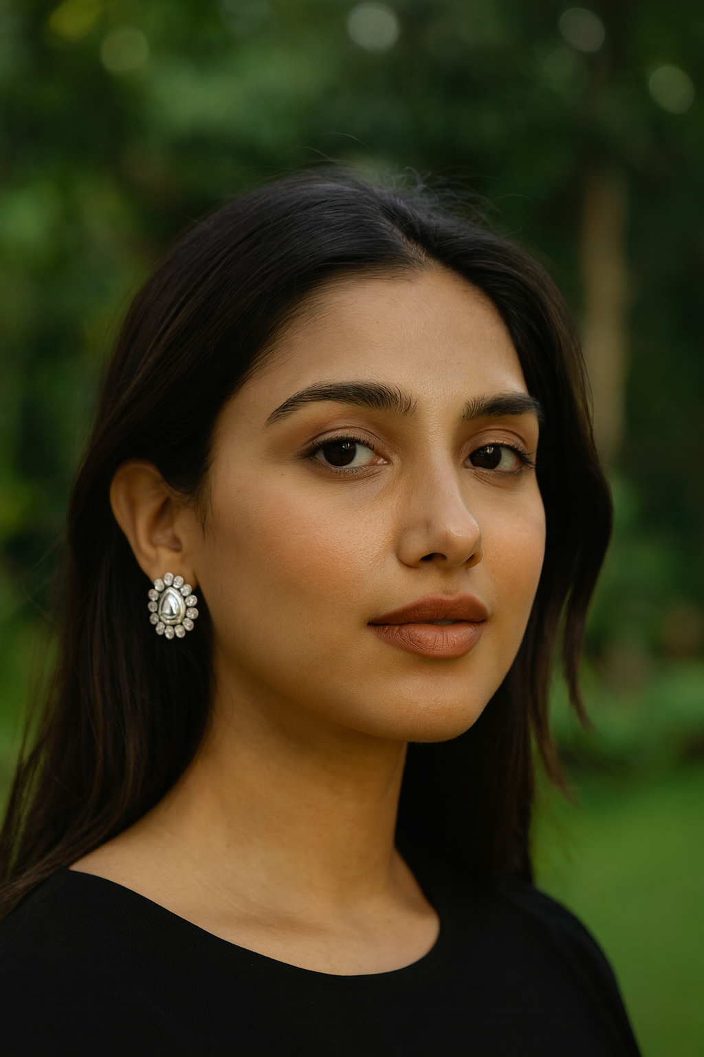 Sangeeta Boochra Handcrafted Silver Moissanite Stud Earrings