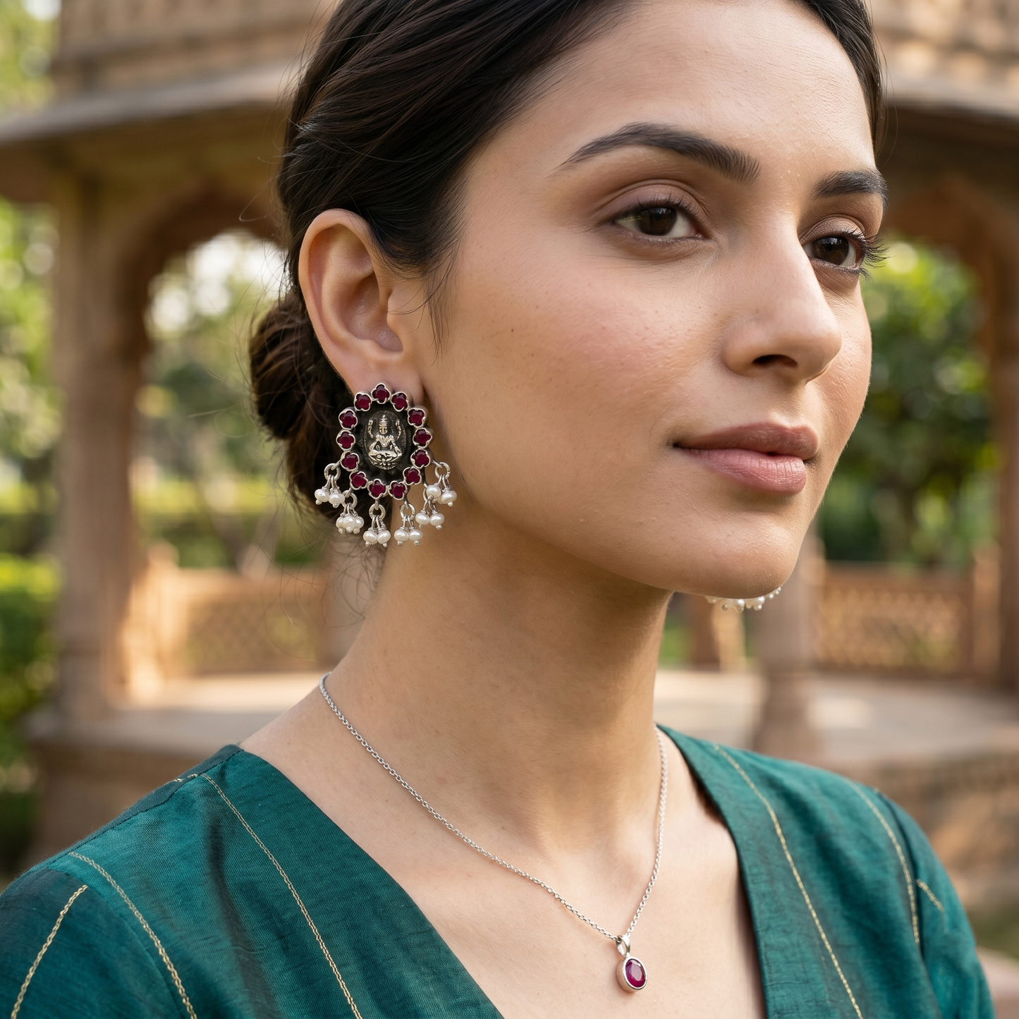 Sangeeta Boochra Artisan Silver Temple Danglers