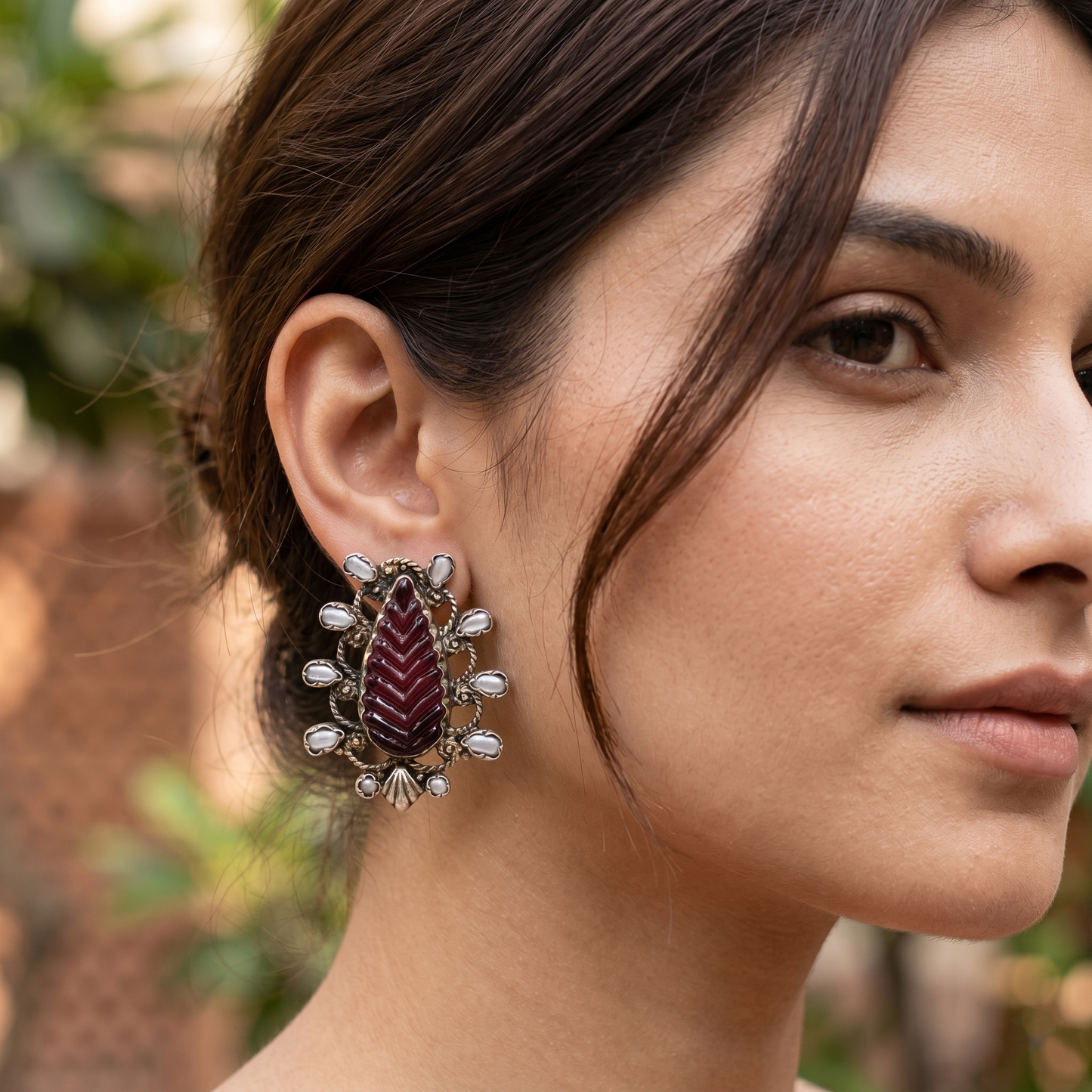 Sangeeta Boochra Oxidised Silver Statement Studs