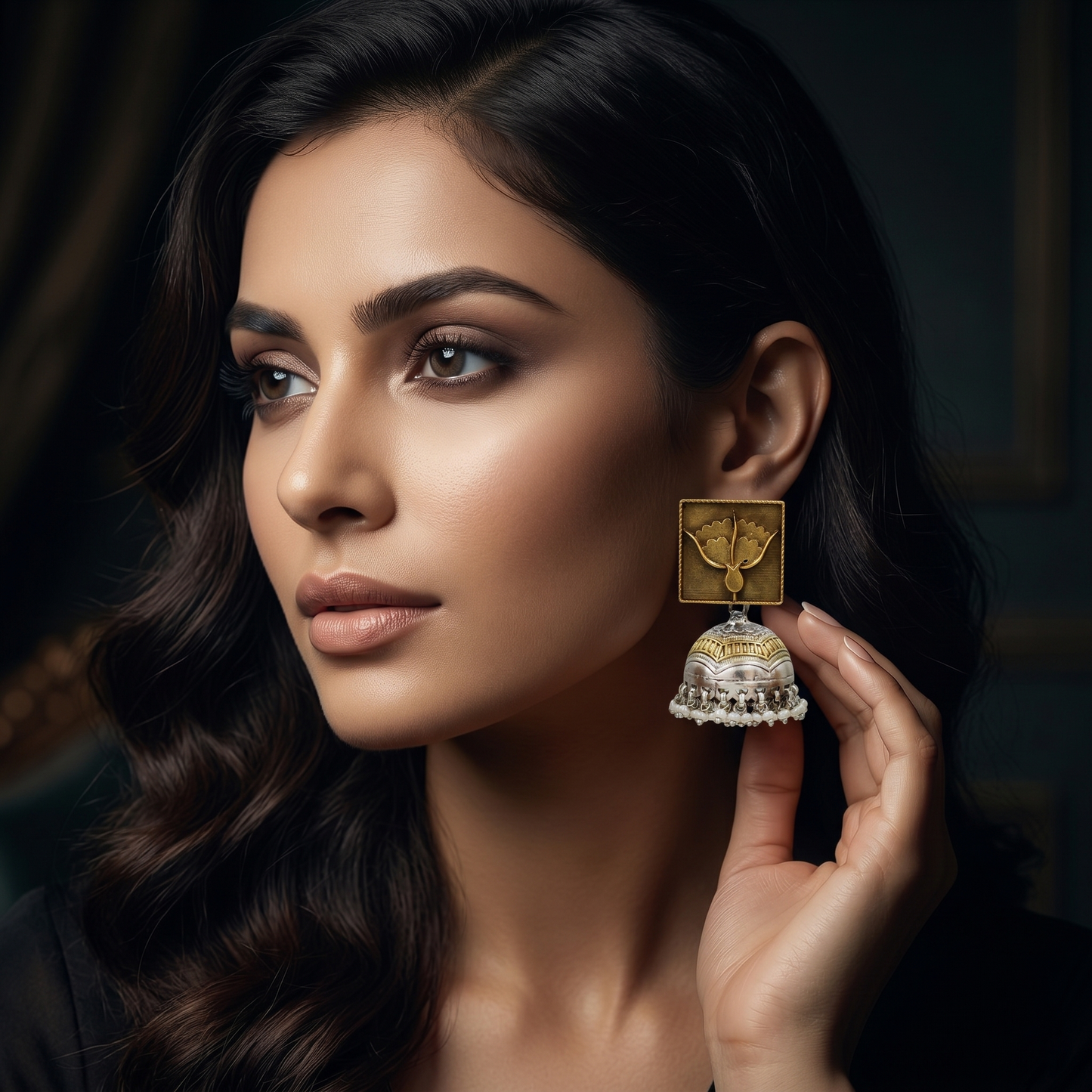 Sangeeta Boochra Artisan Crafted Pearl Drop Jhumka Earrings